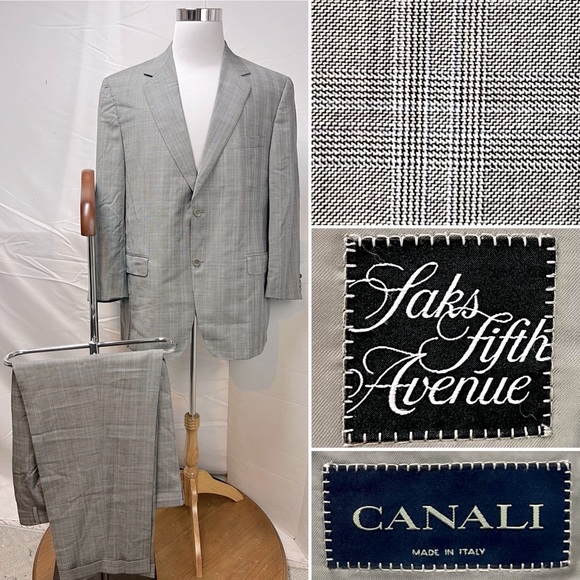 Canali EU 56R (US 46R) Blazer 38x29 Pants Taupe Gray Blue...